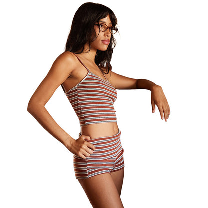 DLS summer tube top suspender stripes low waisted shorts homewear suit