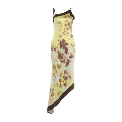 SXR K6D09929A summer printed backless suspender dress