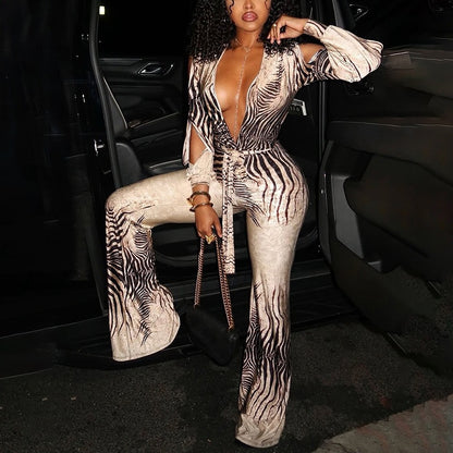 SXR K25S89517 spring off-shoulder top high waist bootcut pants jumpsuit