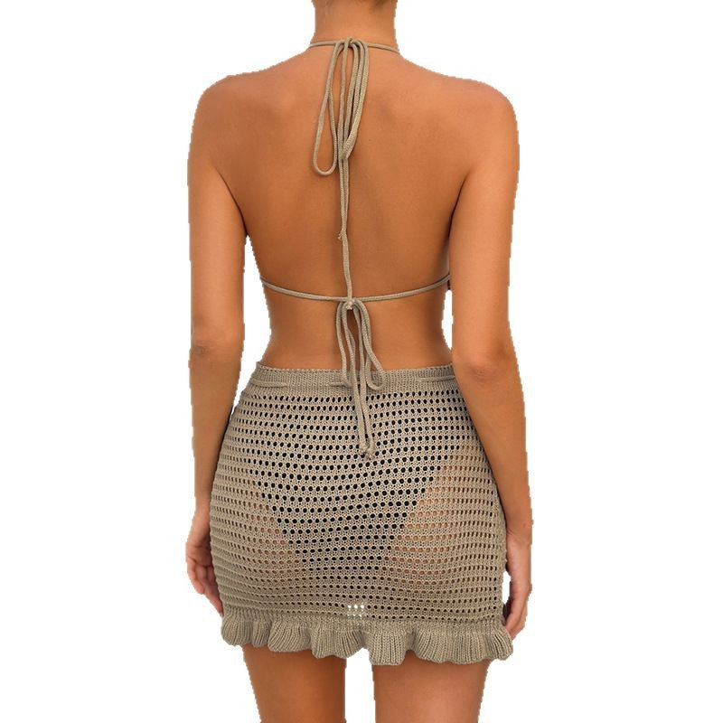 CYB Трансграничн knitted banded bikini lotus leaf skirt outfit