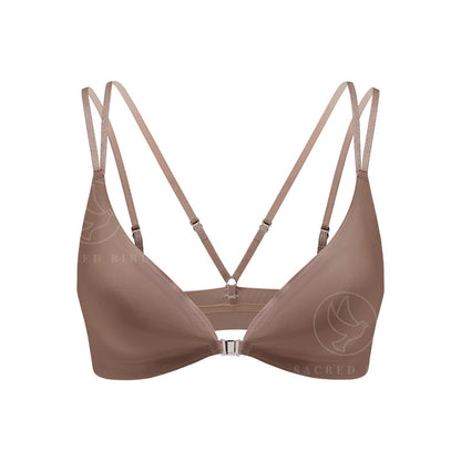 Seamless thin breathable front button underwear large size adjustment wireless bra