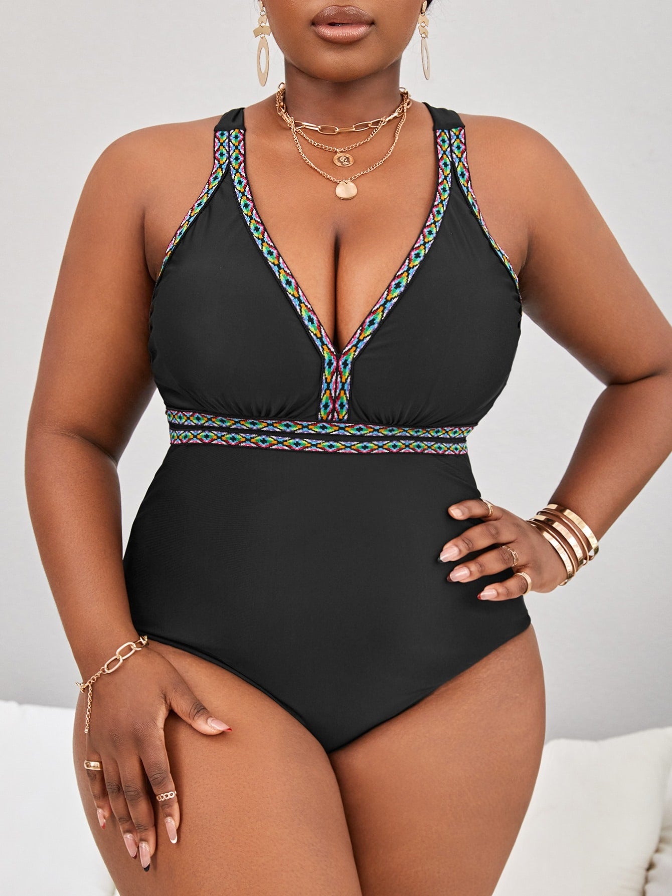 LF (L-4XL) bikini sexy suit one-piece solid color multi-color plus size swimsuit