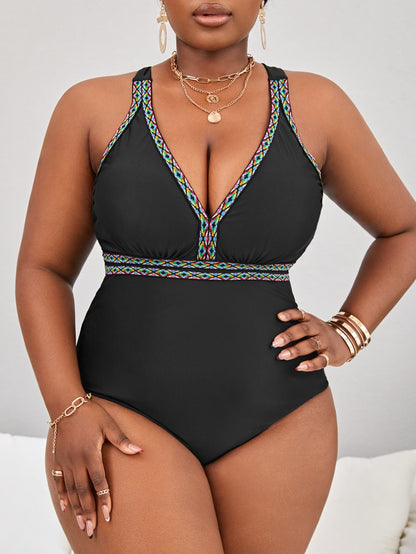 LF (L-4XL) bikini sexy suit one-piece solid color multi-color plus size swimsuit