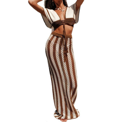 CYB Амазонка knitted tied top suit bikini beach cover-up skirt
