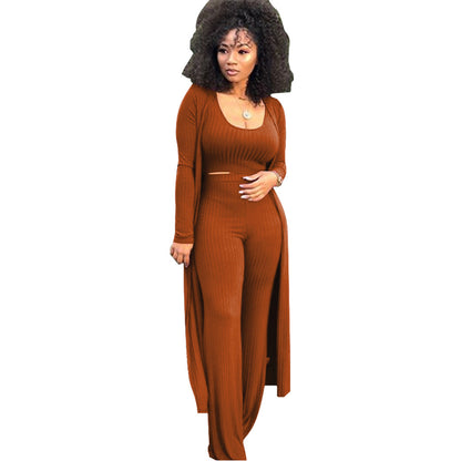 MYF (S-2XL) high elastic sunken stripe three-piece suit