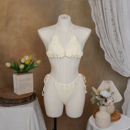 CYB hand crocheting woven three-dimensional flower bikini sun-proof set