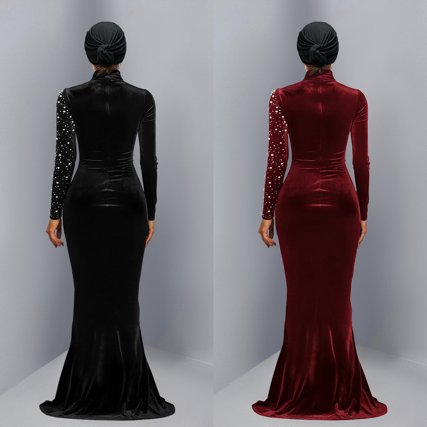 XYZ C7616 elegant velvet rhinestone dress