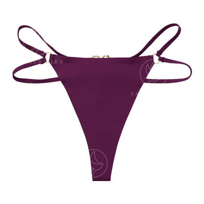 Seamless one-piece T-back metal ring pure desire less T-shaped panties large size cotton crotch breathable underwear