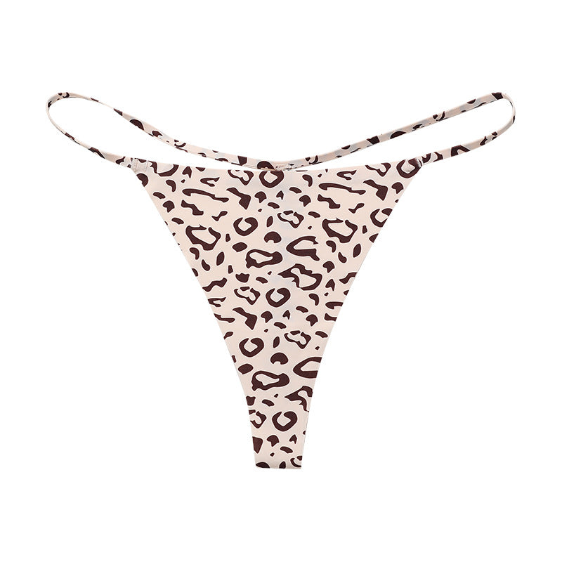 Low waist T-shaped panties seamless Ice Silk plus size a rope underwear animal pattern sports quick-drying T-back
