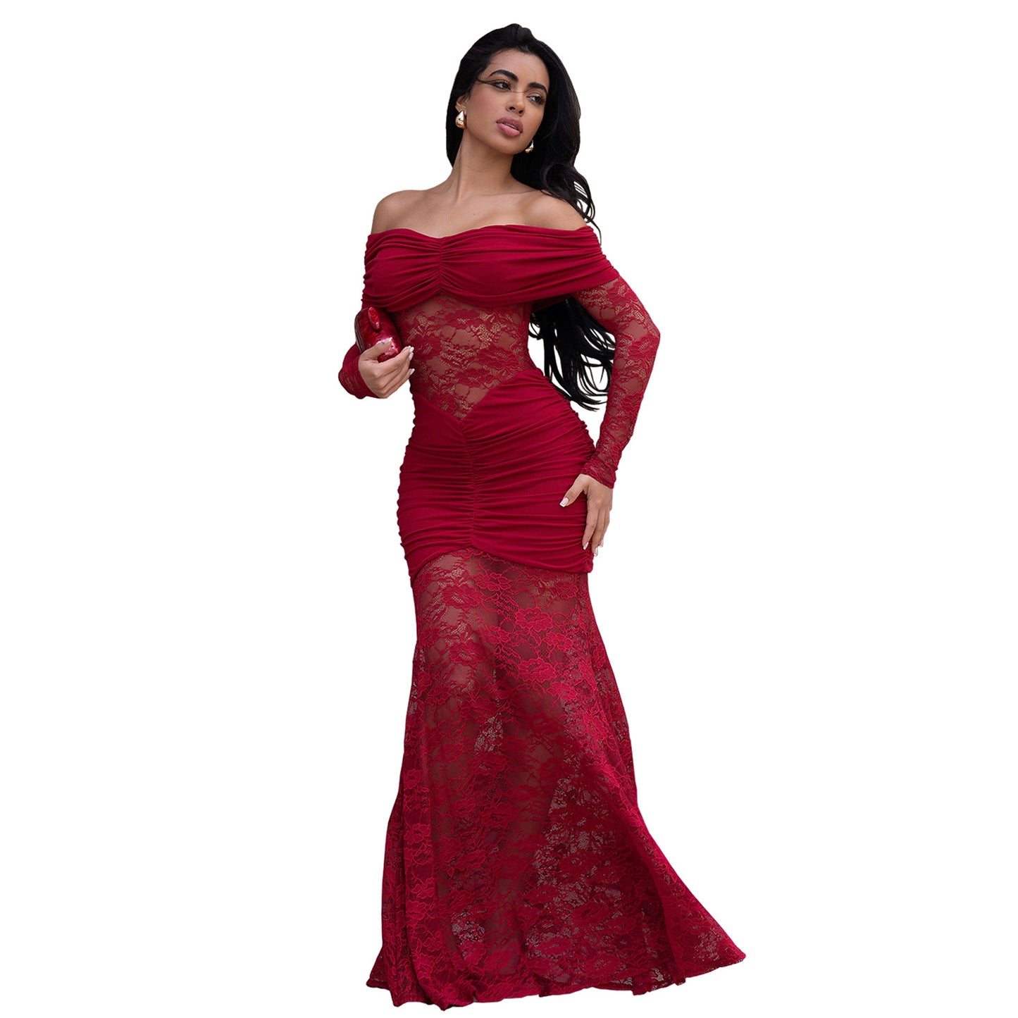 XYZ C7620 off-shoulder lace sheath dress