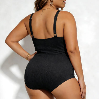 CL (L-4XL) 2026 plus size swimsuit women's waist tight pleated one-piece special fabric