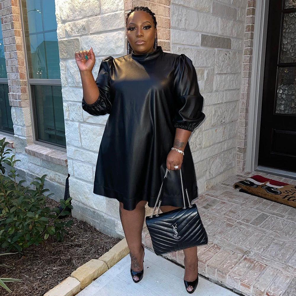 GY (XL-3XL) SK2293 long sleeve plus size leather skirt nightclub uniforms