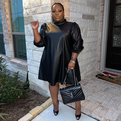 GY (XL-3XL) SK2293 long sleeve plus size leather skirt nightclub uniforms