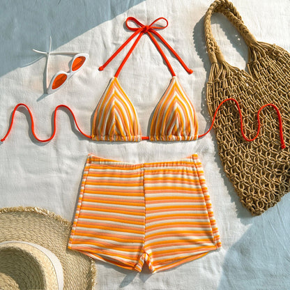 (4 days ready to ship) SY 2026 stripe towel cloth fresh split bikini