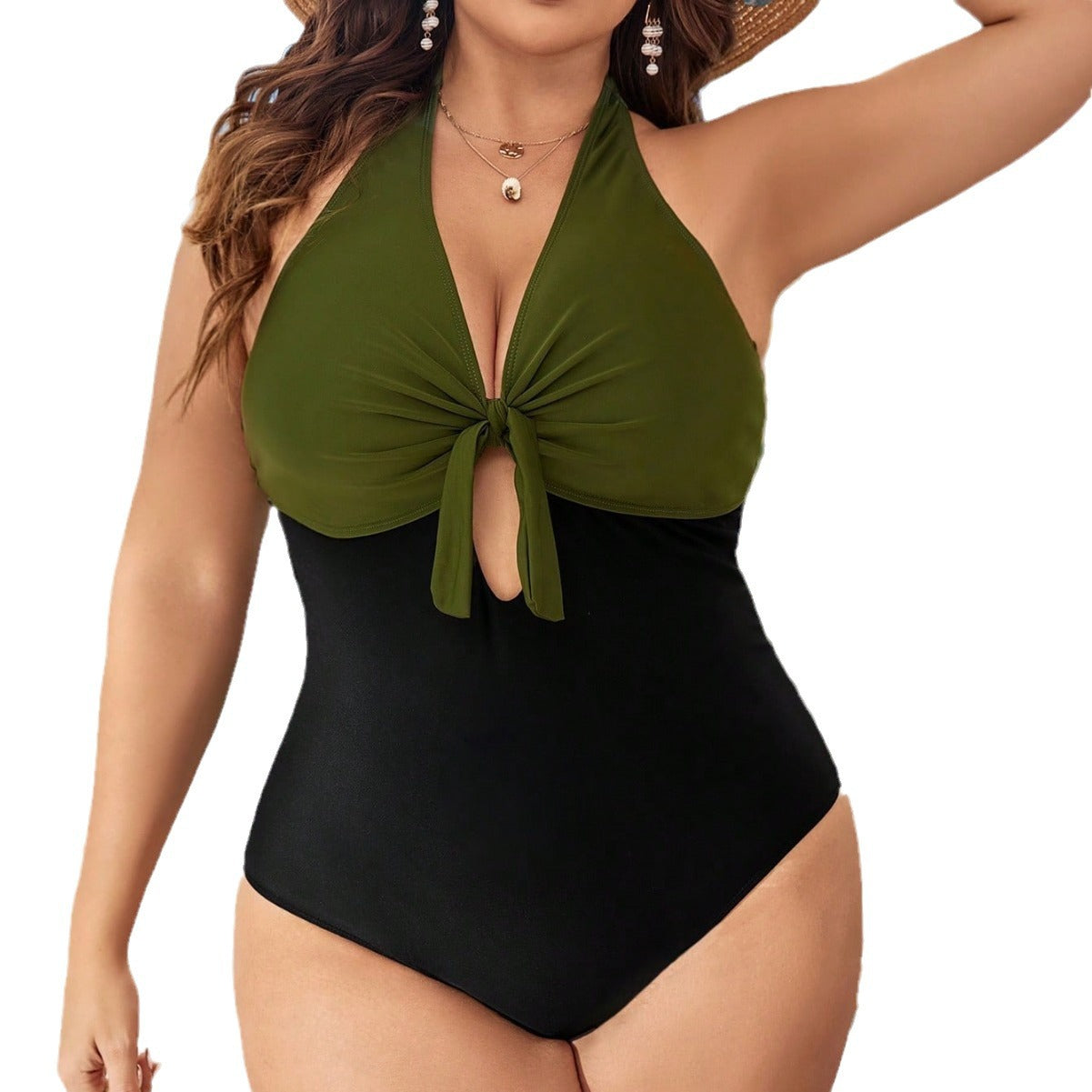 LF (L-4XL) bikini sexy suit one-piece color printing plus size swimsuit