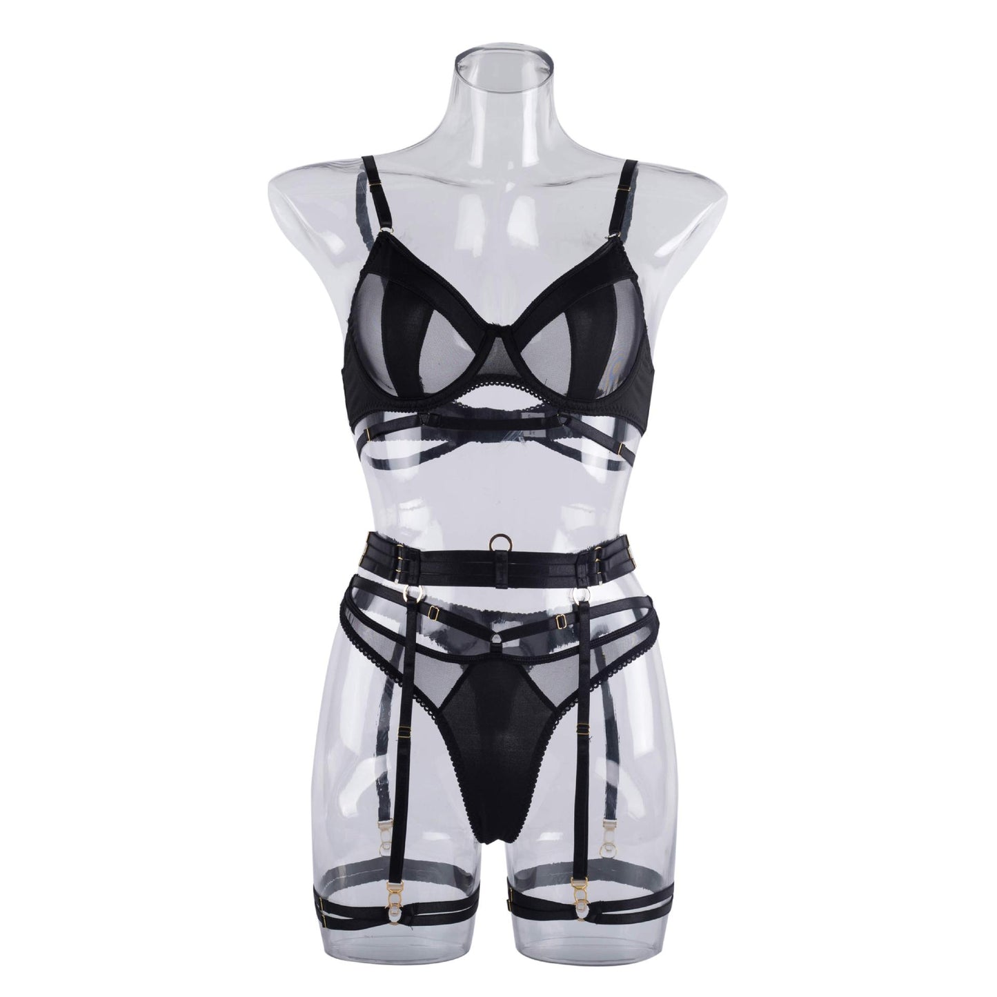 Underwear complex heavy mesh comfortable four-piece set with steel ring LS1402