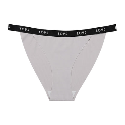 Letter waist edge Seamless ice silk cotton crotch underwear briefs breathable quick-drying nude feel