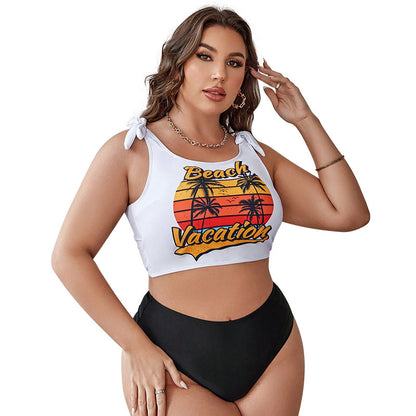 CL (L-4XL) plus size raw split swimsuit triangle set beach high waist bikini triangle bikini