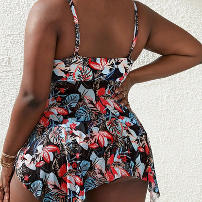 LF (L-4XL) bikini sexy suit split color printing plus size swimsuit