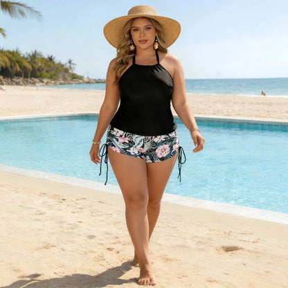 CL (L-4XL) 2026 plus size swimsuit female split two-piece suit high waist