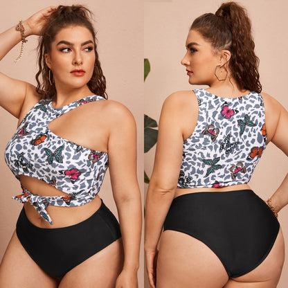 LF (L-4XL) swimsuit women's sexy split bikini floral plus size plus-sized