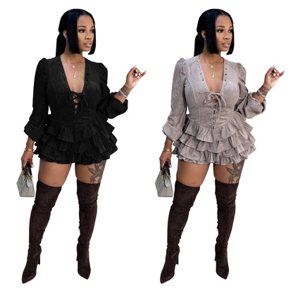 XYZ C7549 clear tied lotus leaf dress