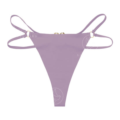 Seamless one-piece T-back metal ring pure desire less T-shaped panties large size cotton crotch breathable underwear