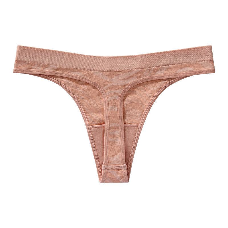 Water pattern seamless skin-friendly thin section breathable purified cotton crotch low waist plus size T-shaped panties