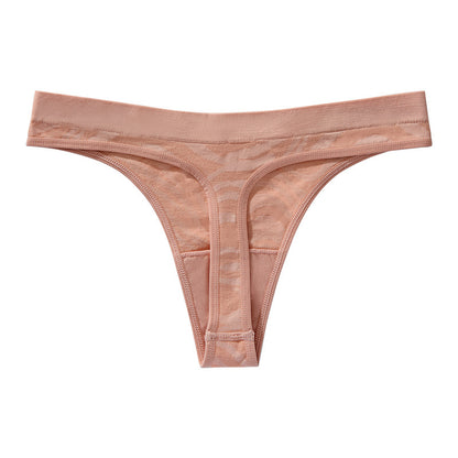 Water pattern seamless skin-friendly thin section breathable purified cotton crotch low waist plus size T-shaped panties