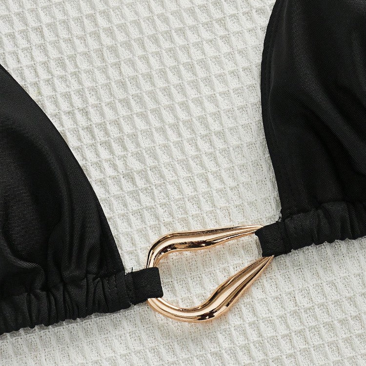 CL (L-4XL) 2026 metal halter triangle cup sexy bikini plus size swimsuit female bikini