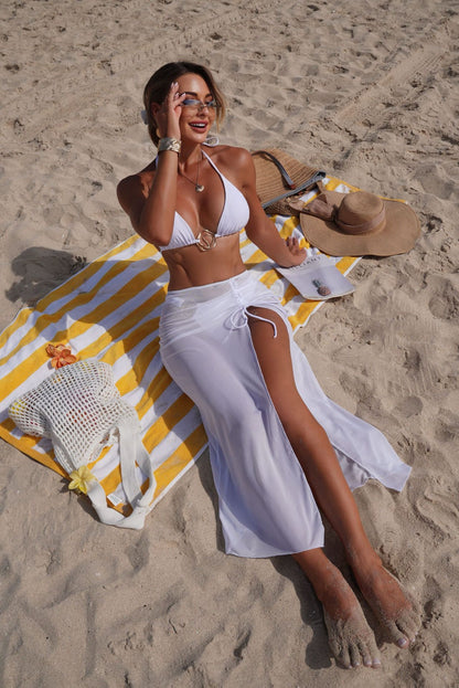 (4 days ready to ship) SY 2026 beach sun protection tulle skirt three-piece bikini split swimsuit