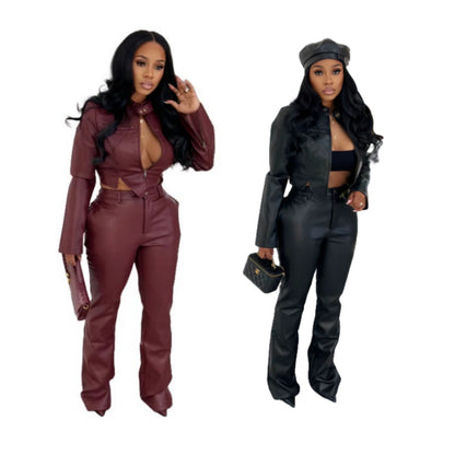 MZ (S-2XL) trousers leather coat 88674 leather pants suit