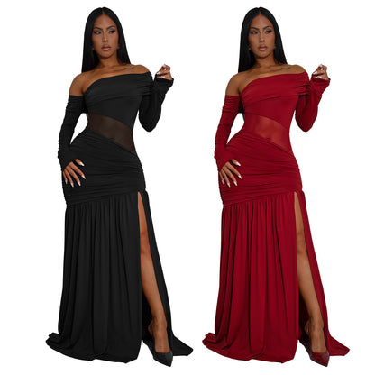 XYZ C7561 tube top long sleeve split arm covering dress