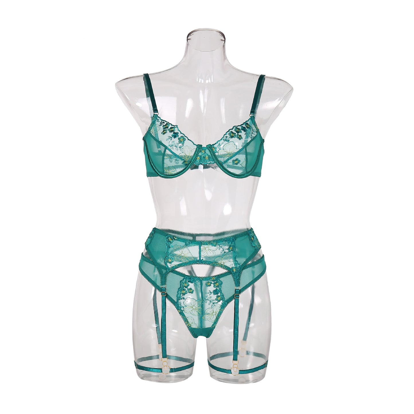 Spring and summer underwear Garter embroidered mesh body shaping two-piece suits CQX0564