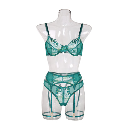 Spring and summer underwear Garter embroidered mesh body shaping two-piece suits CQX0564