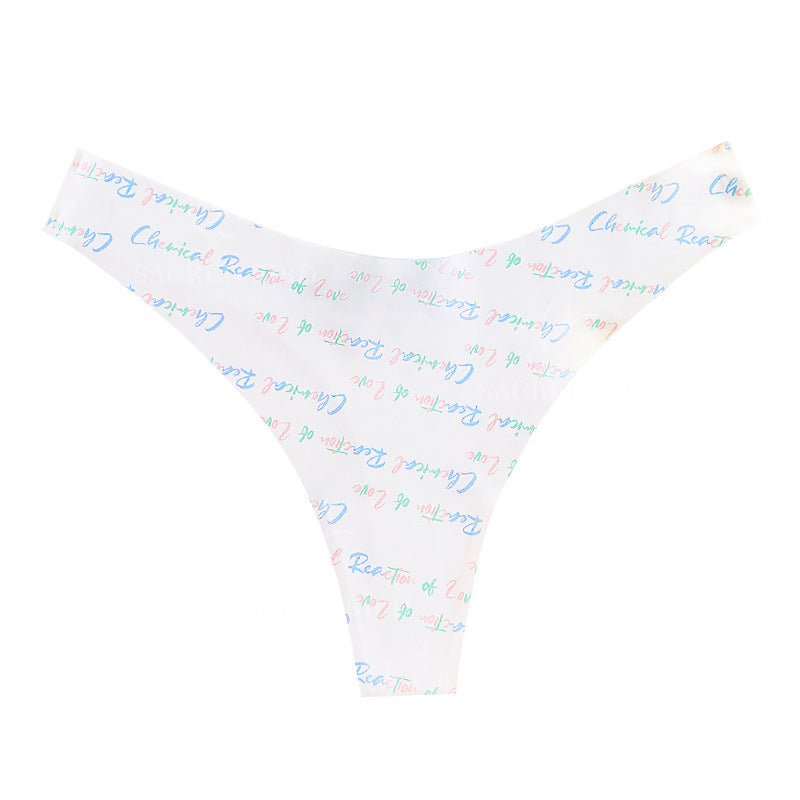 Couple theme printing seamless one-piece thin T-shaped low waist invisible yoga T-back