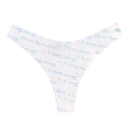 Couple theme printing seamless one-piece thin T-shaped low waist invisible yoga T-back