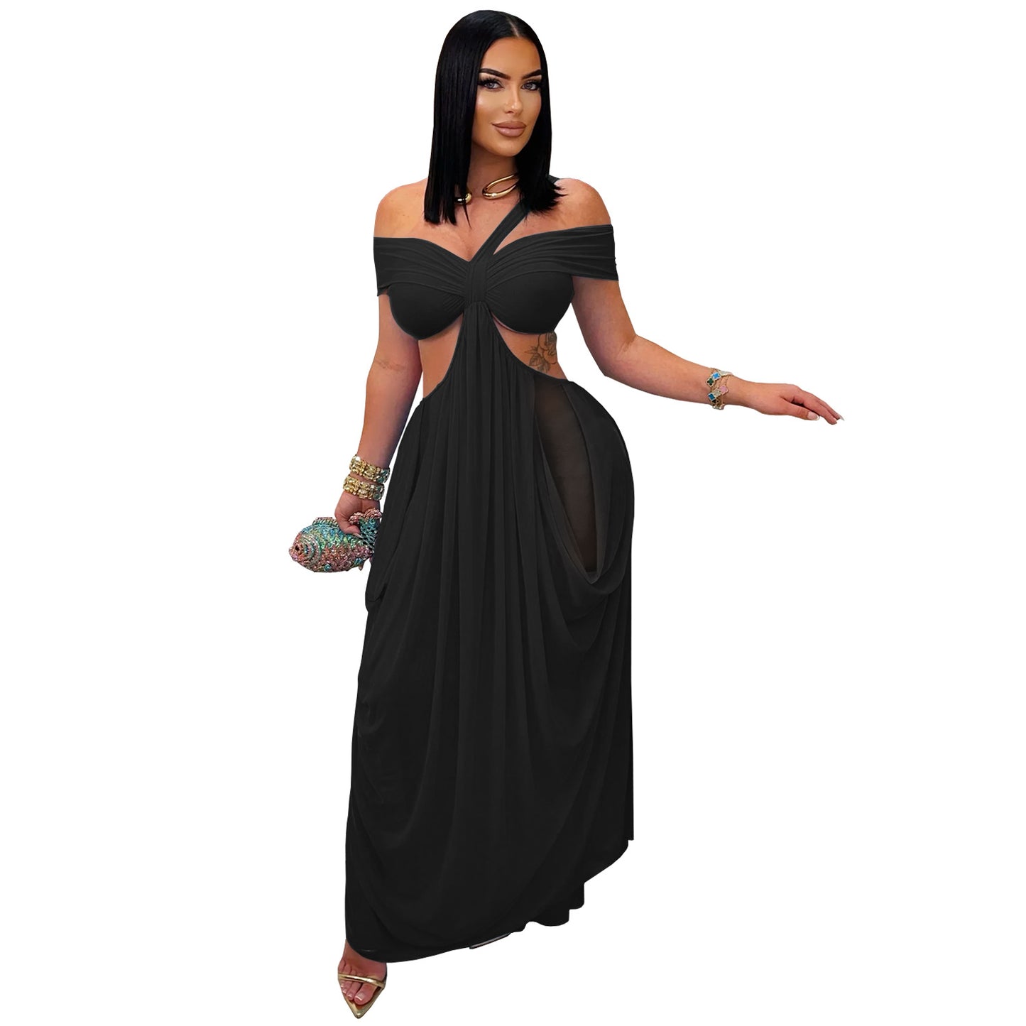 XYZ C7430 bandeau slim-fit sheer mesh dress