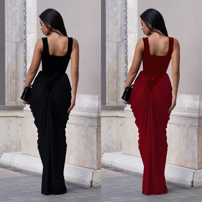 XYZ C7582 fitted waist backless sleeveless sheath dress