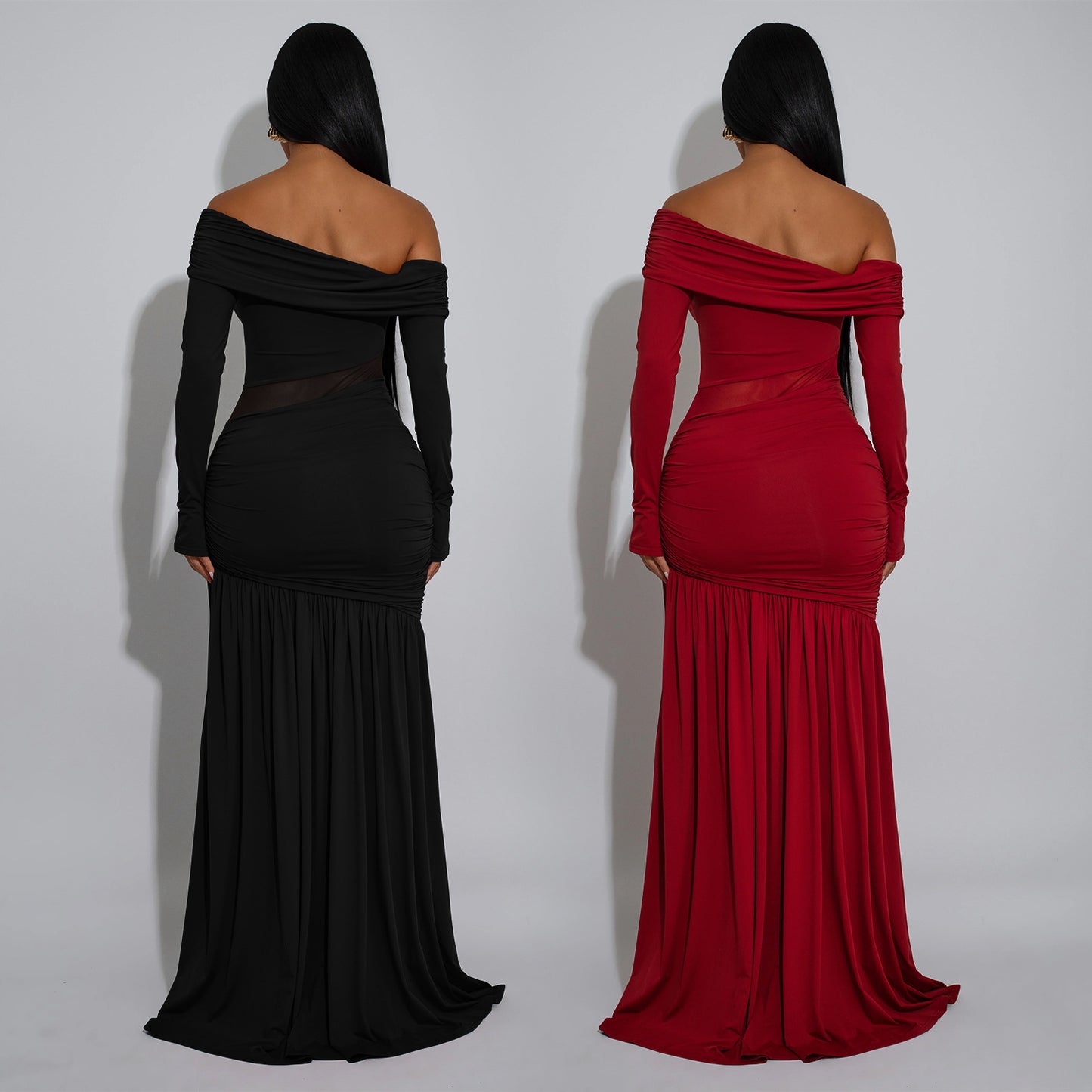 XYZ C7561 tube top long sleeve split arm covering dress