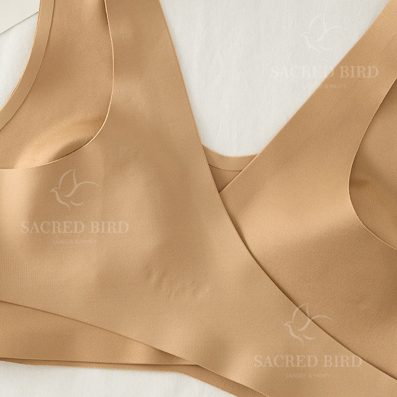 Side open buckle without steel ring side drawing gathering bra seamless thin breathable workout exercise underwear