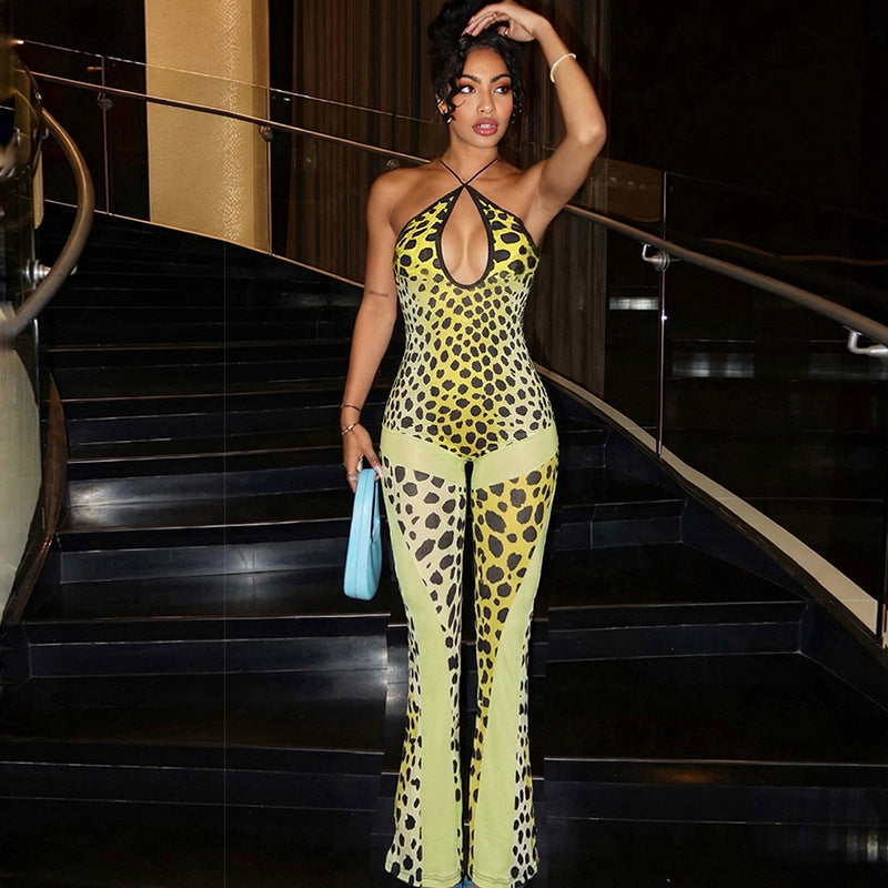 SXR spring sexy backless water drop collar lace-up halterneck slightly pull long conjoined trousers