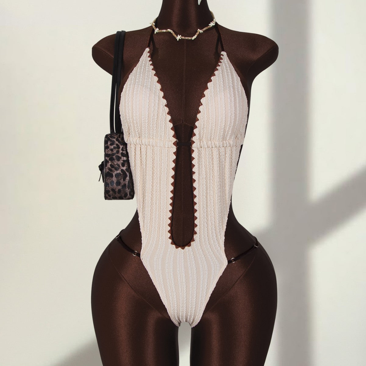 (4 days ready to ship) SY 2026 halter lace-up one-piece bikini