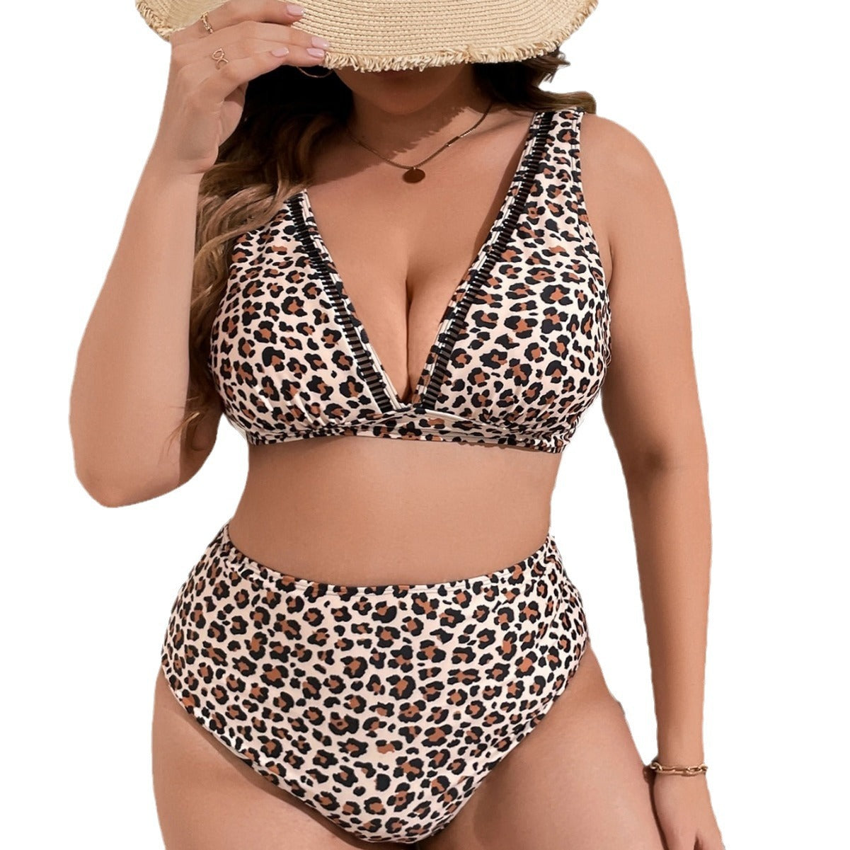 LF (L-4XL) bikini sexy suit split color printing plus size swimsuit