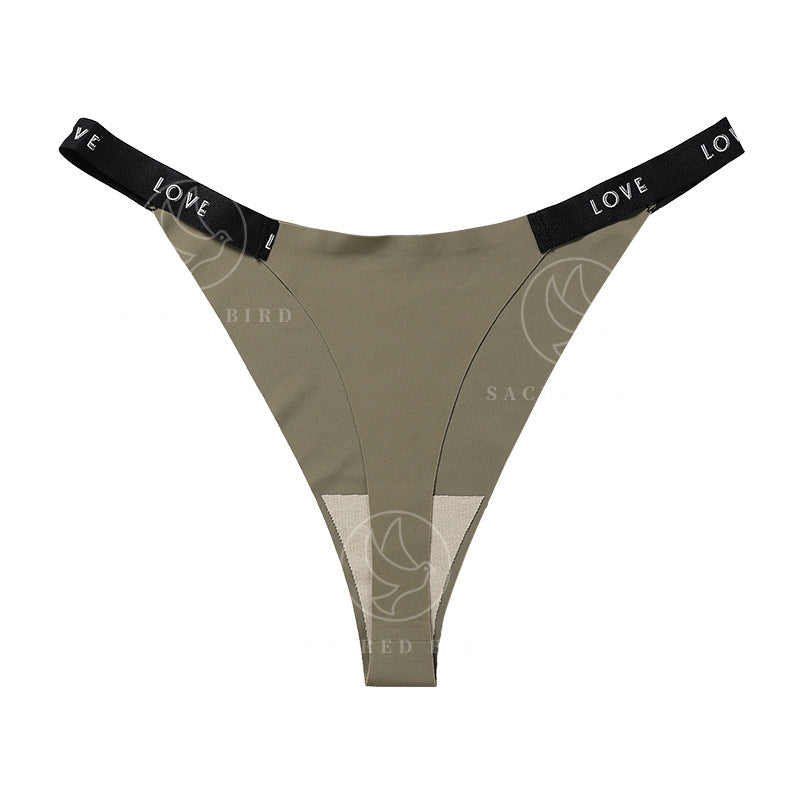 Letter printing grinding traceless plus size cotton crotch less underwear T-shaped panties T-back