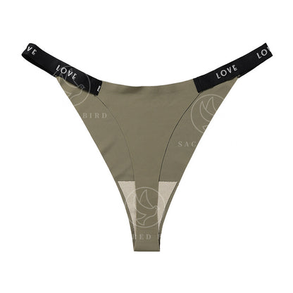 Letter printing grinding traceless plus size cotton crotch less underwear T-shaped panties T-back