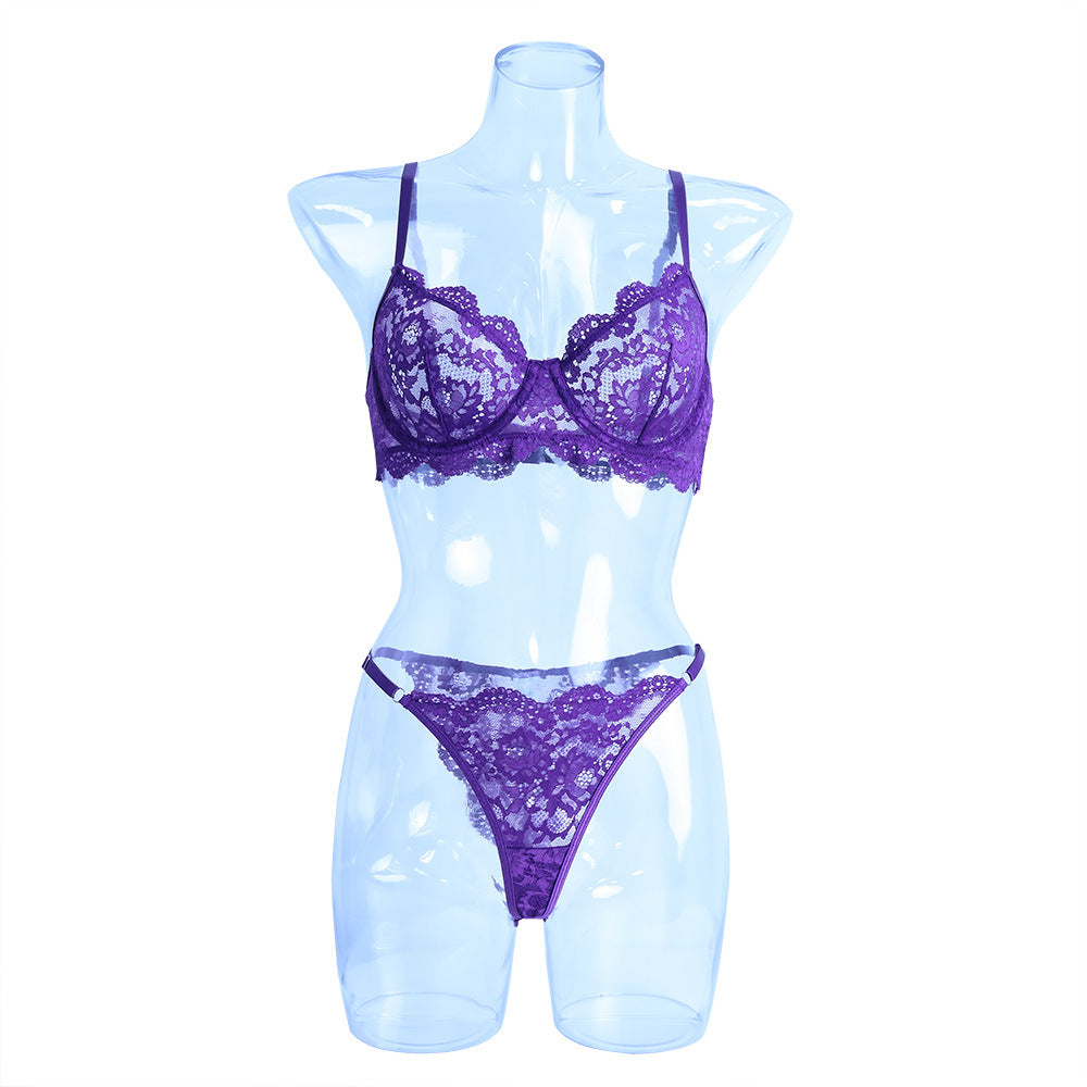 Sexy lingerie lace suit purple