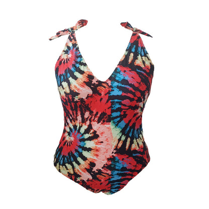 LF (L-4XL) women's one-piece color printing sexy swimsuit plus size