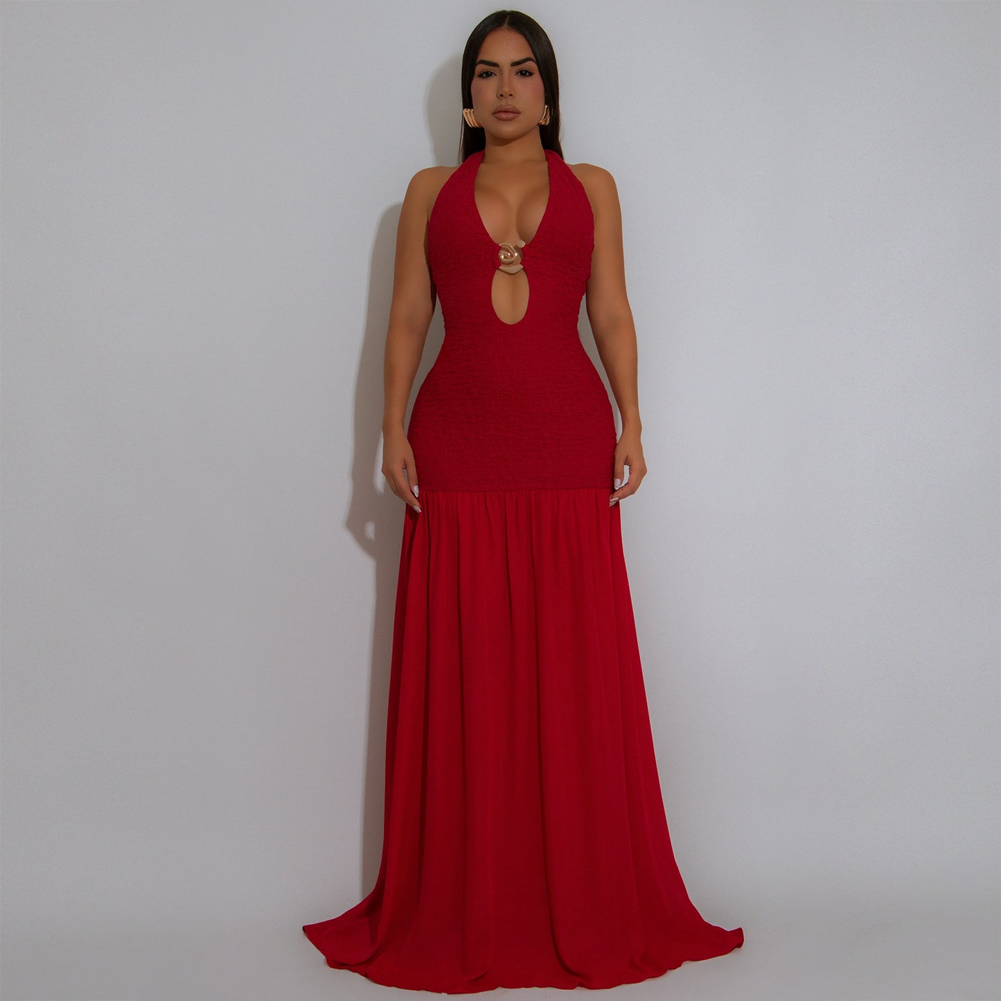 XYZ C7562 hollow-out halter backless dress
