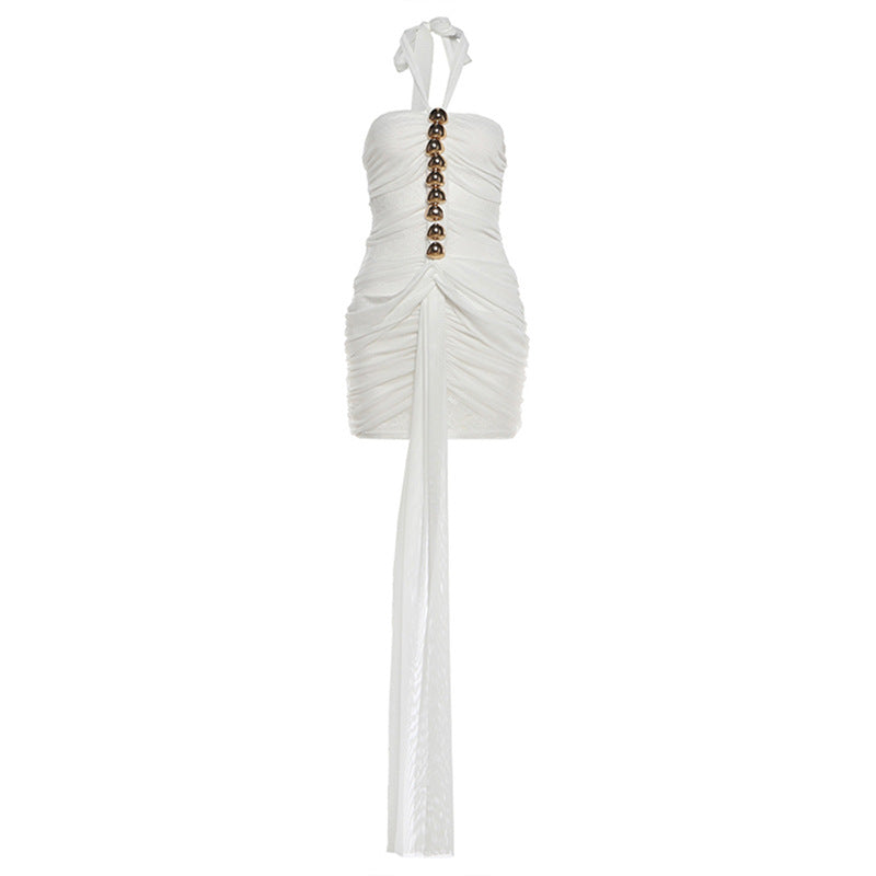 SXR K6D10370A lace see-through ribbon halter dress